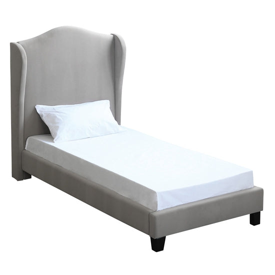 Chateaux Velvet Wing Single Bed In Silver