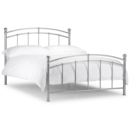 Chatsworth Metal Double Bed In Bright Aluminium Effect