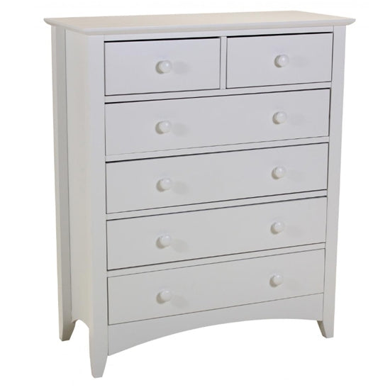 Chelsea Wooden Chest Of Drawers In White With 6 Drawers