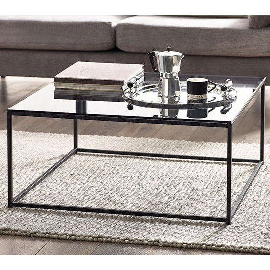 Chicago Rectangular Smoked Glass Coffee Table With Black Frame