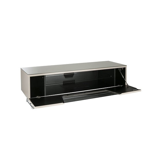 Chromium Medium Wooden TV Stand In Ivory With Chrome Base