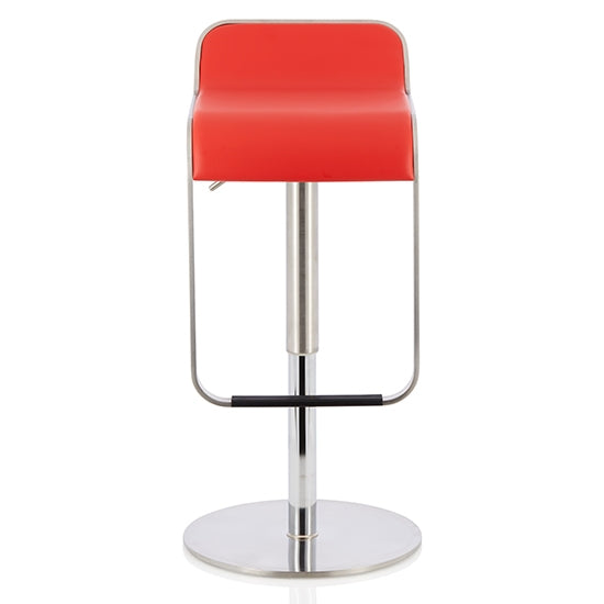 Cindy Faux Leather Swivel Adjustable Height Bar Stool In Red