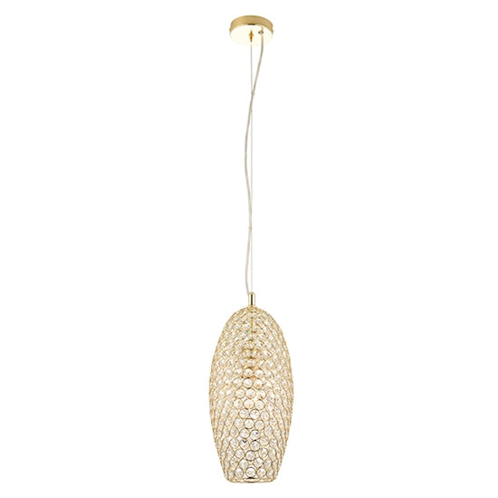 Claudia Clear Crystal Ceiling Pendant Light In Brass