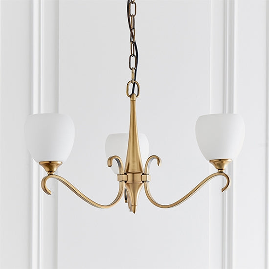 Columbia Opal Glass 3 Lights Ceiling Pendant Light In Brass