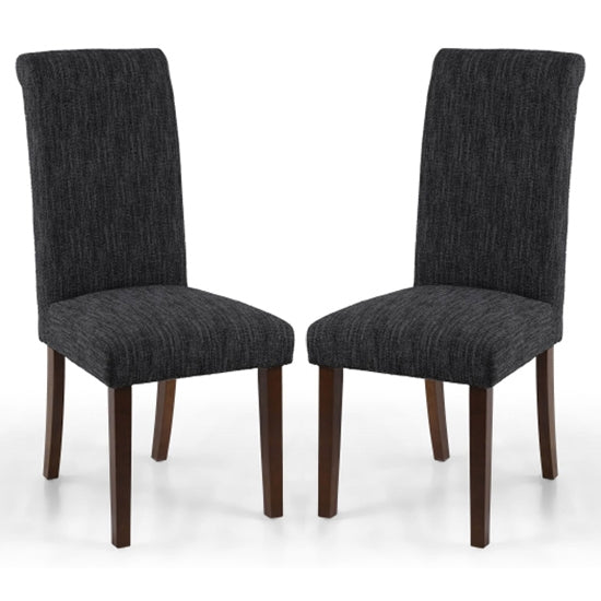 Como Dark Grey Linen Effect Dining Chairs With Walnut Legs In Pair
