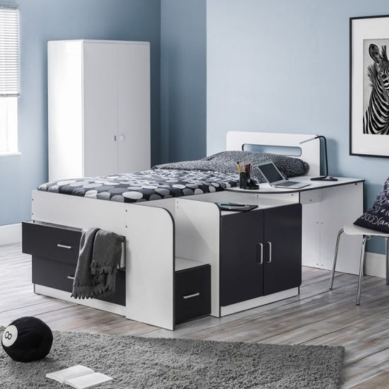 Cookie Wooden Cabin Bed In Matt White And Black