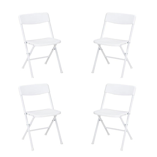 Cosco Resin Set Of 4 Folding Chairs With Molded Seat In White