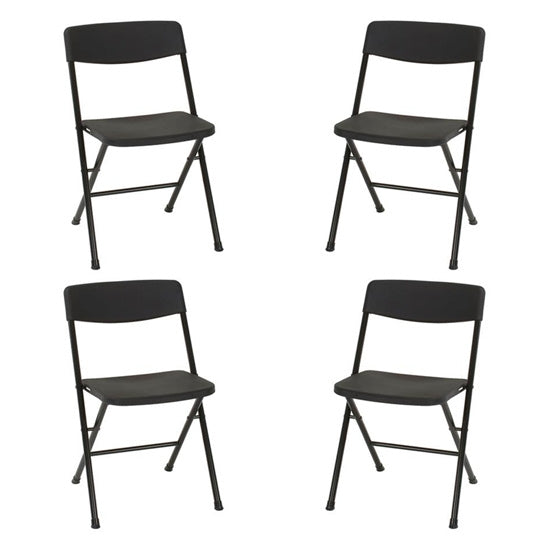 Cosco Set Of 4 Folding Chairs With Molded Seat In Black