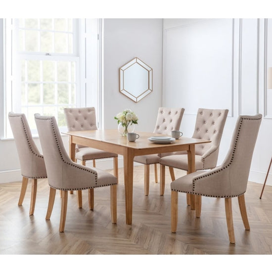 Cotswold Wooden Dining Table In Natural With 6 Loire Chairs