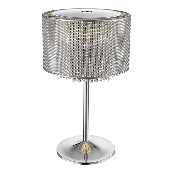 Crystal 4 Bulbs Palace Table Lamp In Chrome And Silver