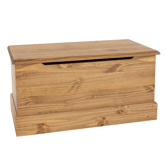 Calisa Wooden Ottoman Storage Trunk In Waxed Pine