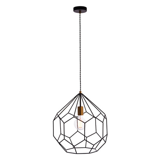 Deco Ceiling Pendant Light In Matt Black And Satin Gold Effect