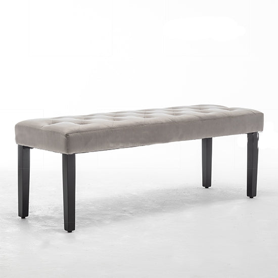 Eleanor Velvet Upholstered Dining Bench In Light Grey