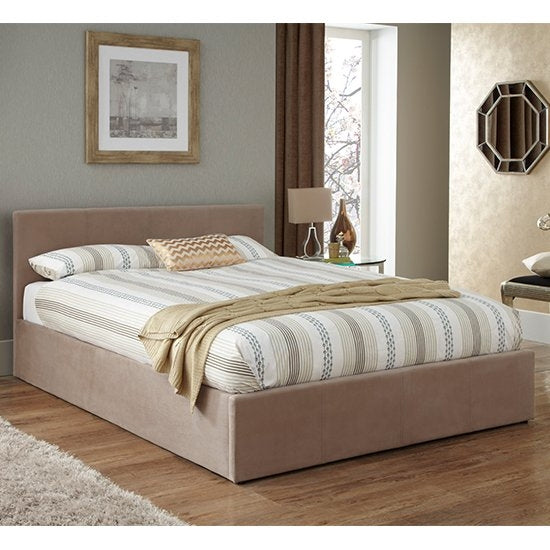 Evelyn Fabric Upholstered Storage Small Double Bed In Latte