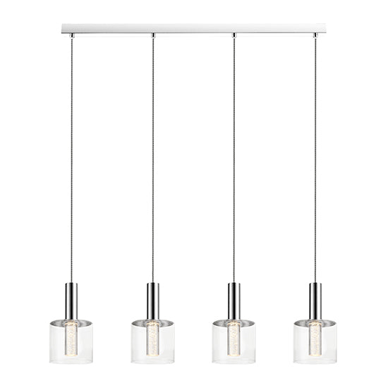 Evita 4 Bulbs Decorative Rectangular Ceiling Pendant Light In Chrome