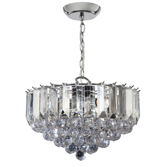 Fargo 3 Lights Clear Acrylic Large Ceiling Pendant Light In Chrome