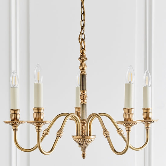 Fitzroy 5 Lights Ceiling Pendant Light In Solid Brass