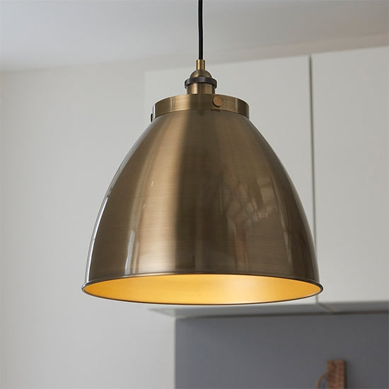 Franklin Large Ceiling Pendant Light In Antique Brass