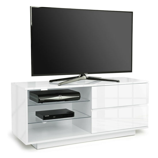 Gallus Wooden TV Stand In White High Gloss With 2 Drawers