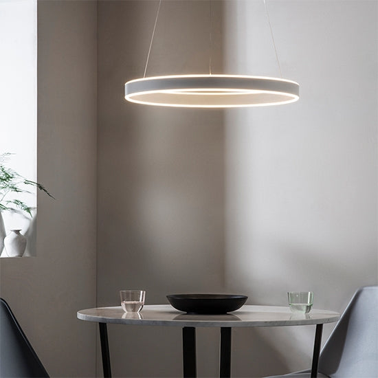 Gen Ring LED Ceiling Pendant Light In Matt Nickel With Frosted Diffuser