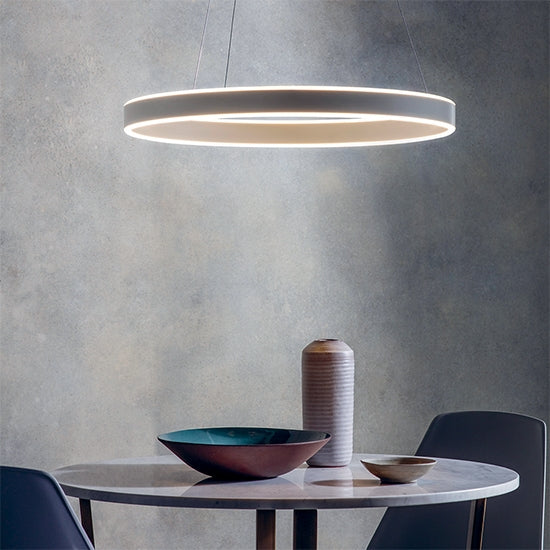 Gen Ring LED Ceiling Pendant Light In Matt White With Frosted Diffuser