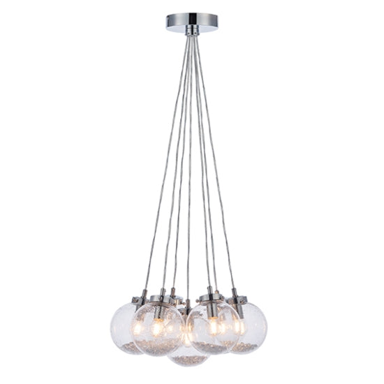 Harbour 7 Lights Clear Bubble Glass Ceiling Pendant Light In Chrome