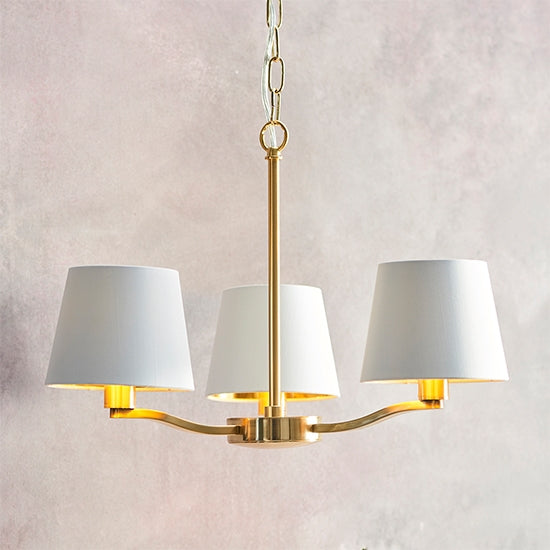 Harvey 3 Lights White Shade Ceiling Pendant Light In Brushed Gold