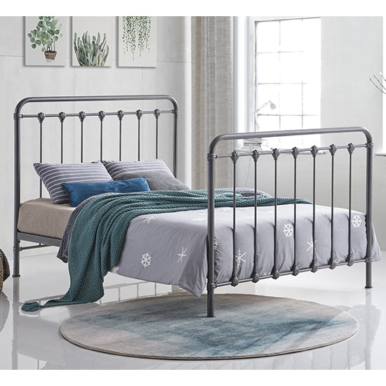 Havana Metal Small Double Bed In Speckled Silver And Black