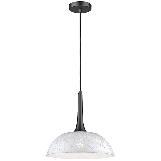 Holborn 1 Bulb Round Ceiling Pendant Light In White And Matt Black