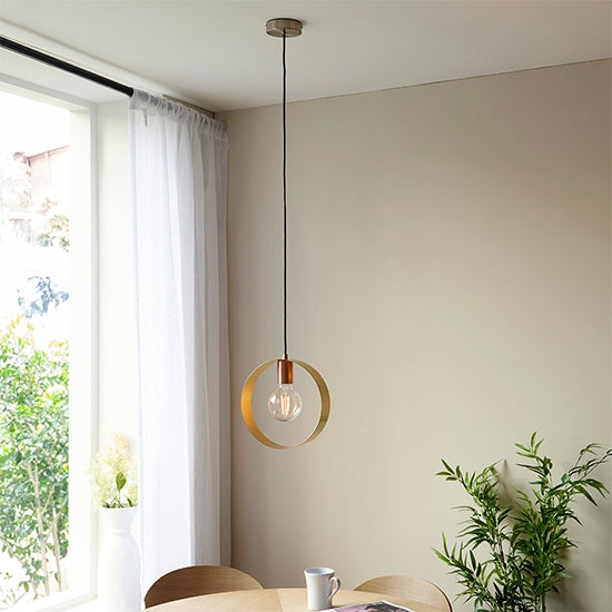 Hoop Ceiling Pendant Light In Brushed Brass