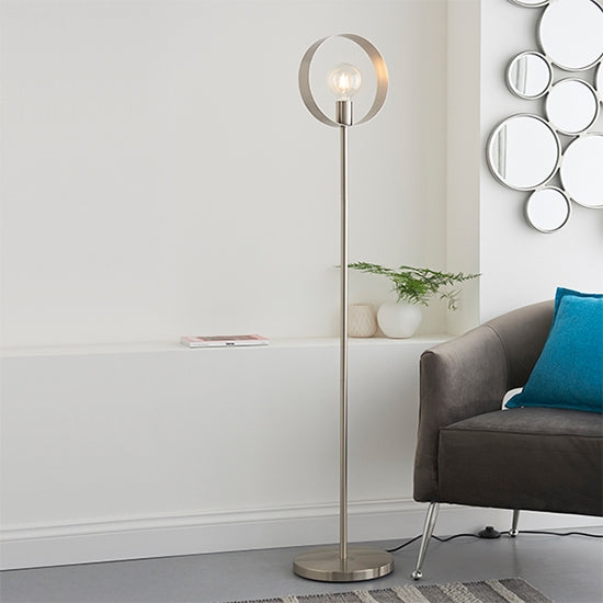 Hoop LED Floor Lamp In Brushed Nickel