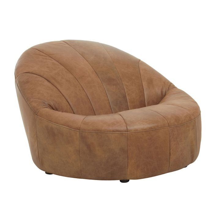 Hoxton Faux Leather Lounge Chair In Light Brown