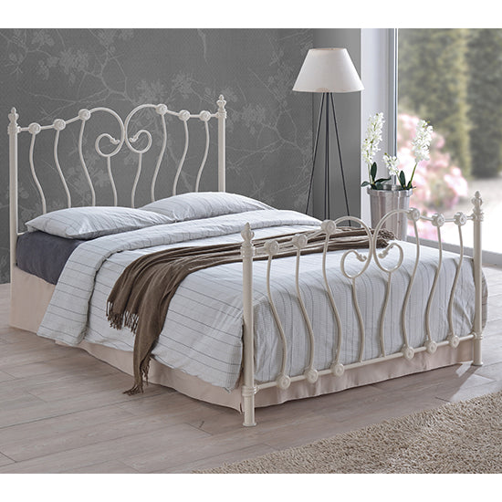 Inova Metal Double Bed In Ivory