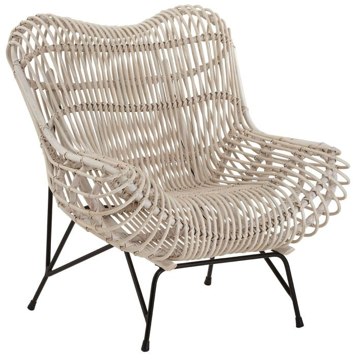 Java Rattan Occasional Accent Chair In Black And White