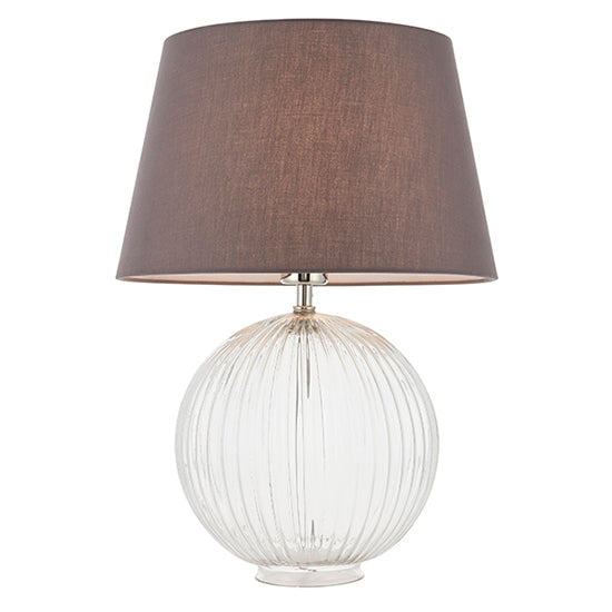 Jemma And Evie Charcoal Shade Table Lamp With Clear Ribbed Base