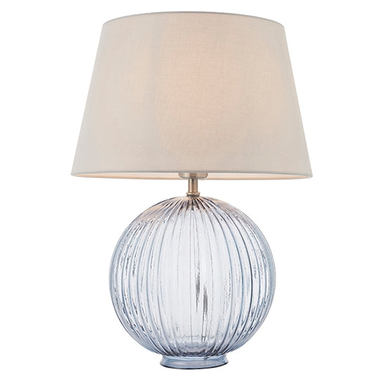 Jemma And Evie Grey Shade Table Lamp With Smokey Grey Ribbed Base