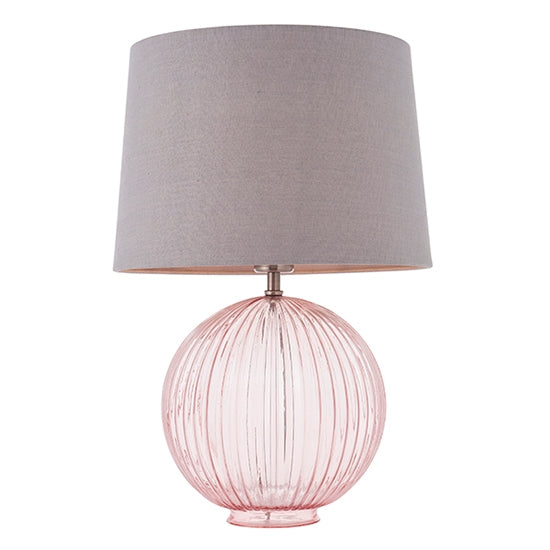 Jemma And Mia Charcoal Shade Table Lamp With Dusky Pink Ribbed Base