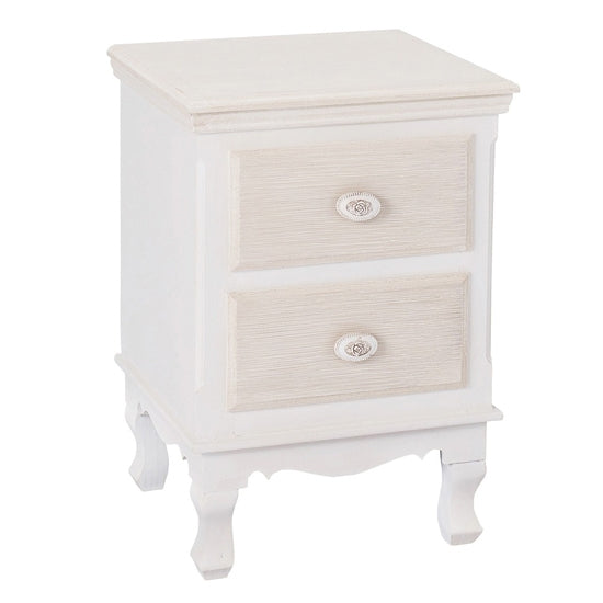 Juliette Wooden 2 Drawers Bedside Cabinet In White And Cream