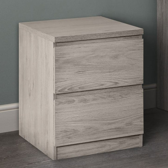 Jupiter Wooden 2 Drawers Bedside Cabinet In Grey Oak