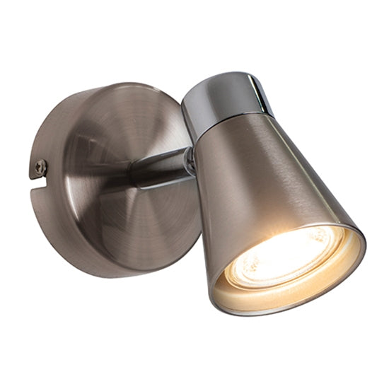 Kai Single Wall Light In Satin Nickel And Chrome