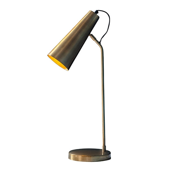 Karna Task Table Lamp In Antique Brass And Gold Effect