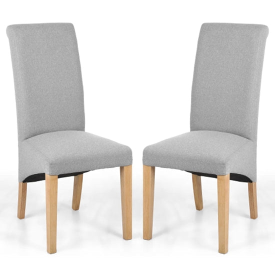 Kenna Grey Linen Effect Dining Chairs In Light Pair