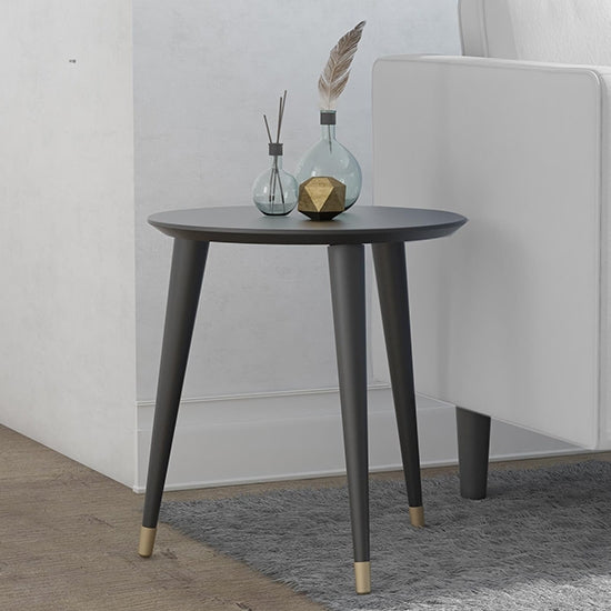 Kennington Wooden Round End Table In Black