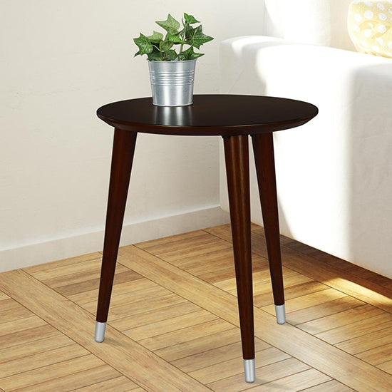 Kennington Wooden Round End Table In Espresso