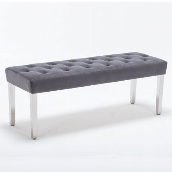 Knightsbridge Velvet Dining Bench In Dark Grey