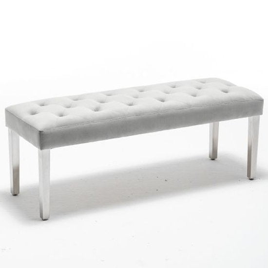 Knightsbridge Velvet Dining Bench In Dove Grey