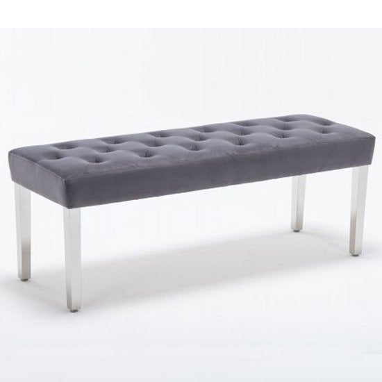 Knightsbridge Velvet Dining Bench In Light Grey