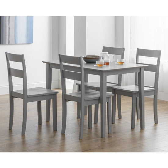 Kobe Wooden Dining Table In Lunar Grey With 4 Chairs