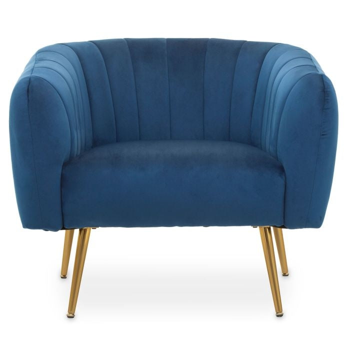 Larissa Velvet Upholstered Armchair In Blue