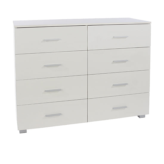 Elmont Wide Wooden Chest Of 8 Drawers In White